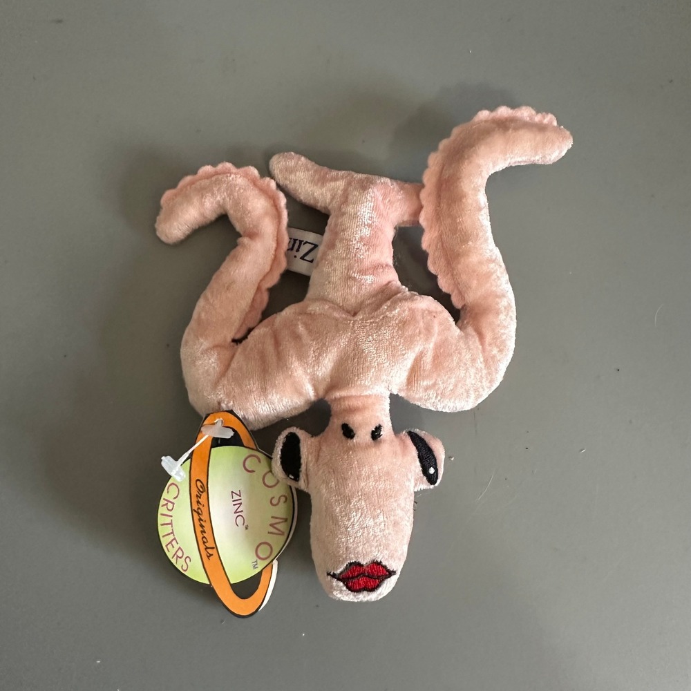 Vintage Cosmo Critters Zinc Originals Pink Alien Plush Bean Bag Toy NWT